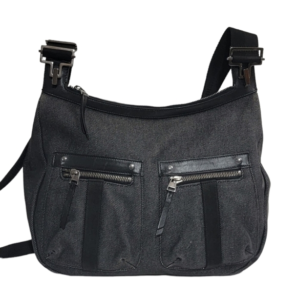 ⭐GUCCI Black Denim Canvas and Leather Crossbody Bag 101620 - Picture 3 of 11